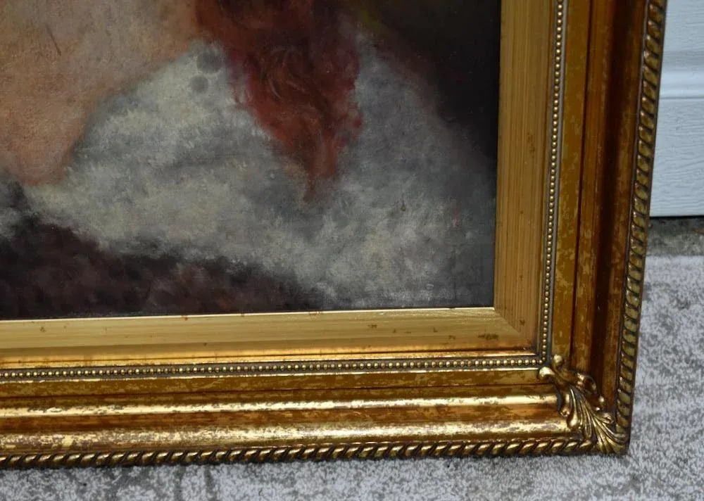 J Bovgvereau Oil Painting Antique Canvas Portrait Fine Art Woman Gilt Frame Sign - 6