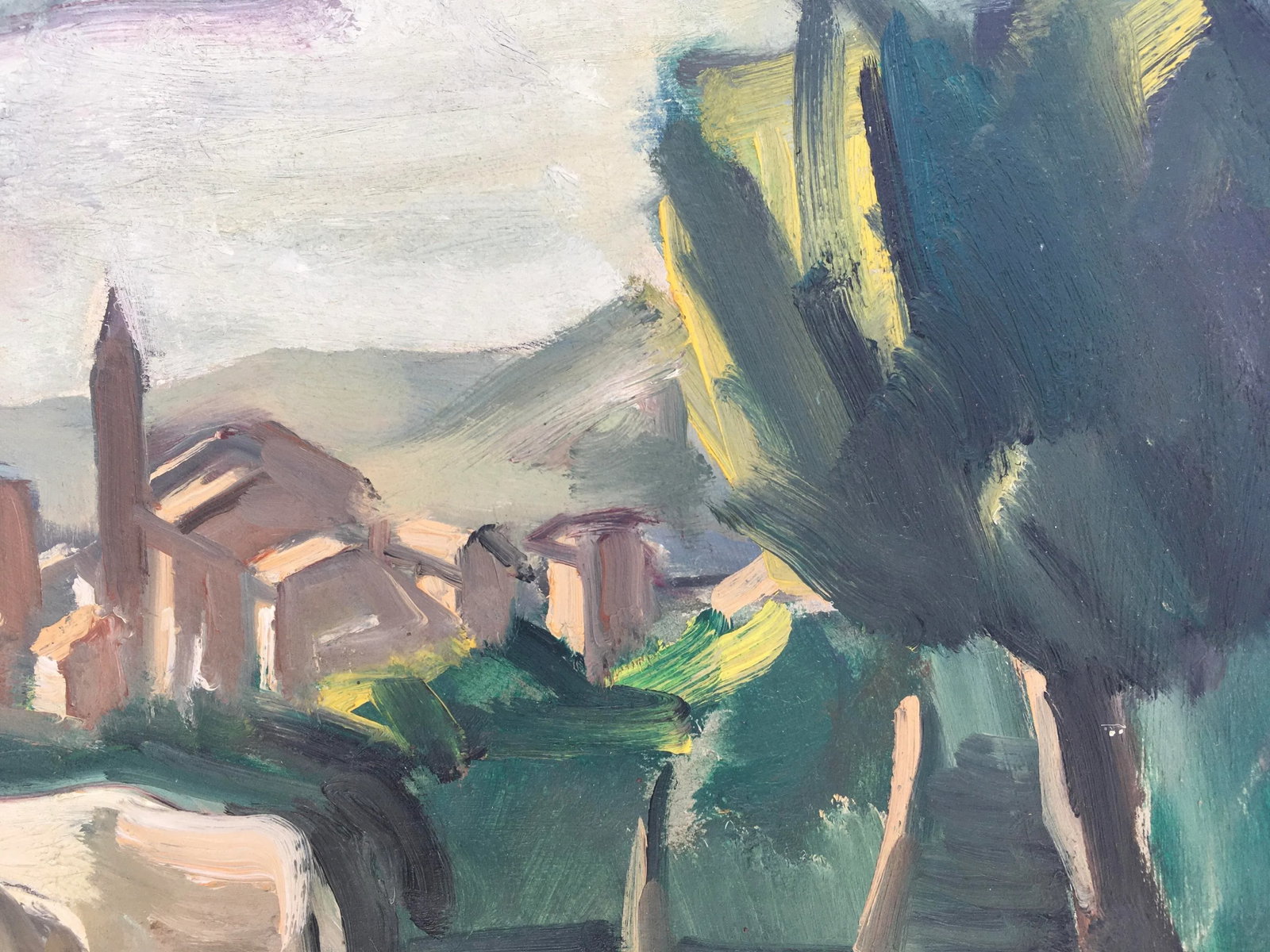 1930's Italian "Oxen in Countryside" Plein Air Oil Painting by Armando Marchergiani, Framed - 3