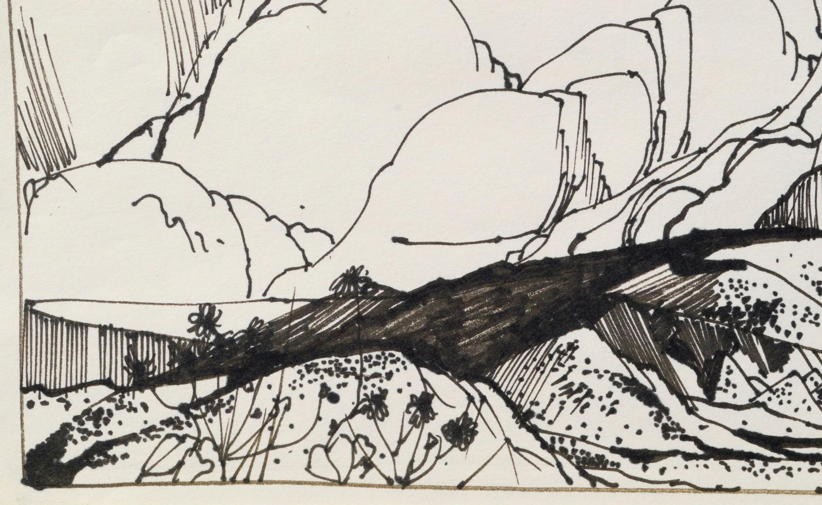 "Big Cloud Landscape" Impressionist Maker Illustration by Laurence Sisson circa 1960s - 5