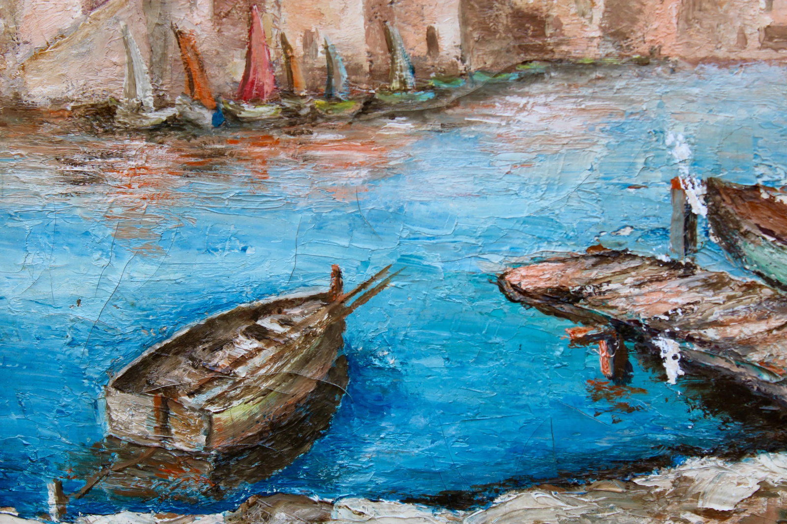 Antique French Signed Original Sailboat Oil Painting - 10