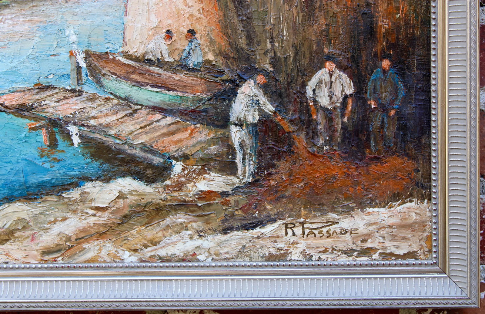 Antique French Signed Original Sailboat Oil Painting - 4