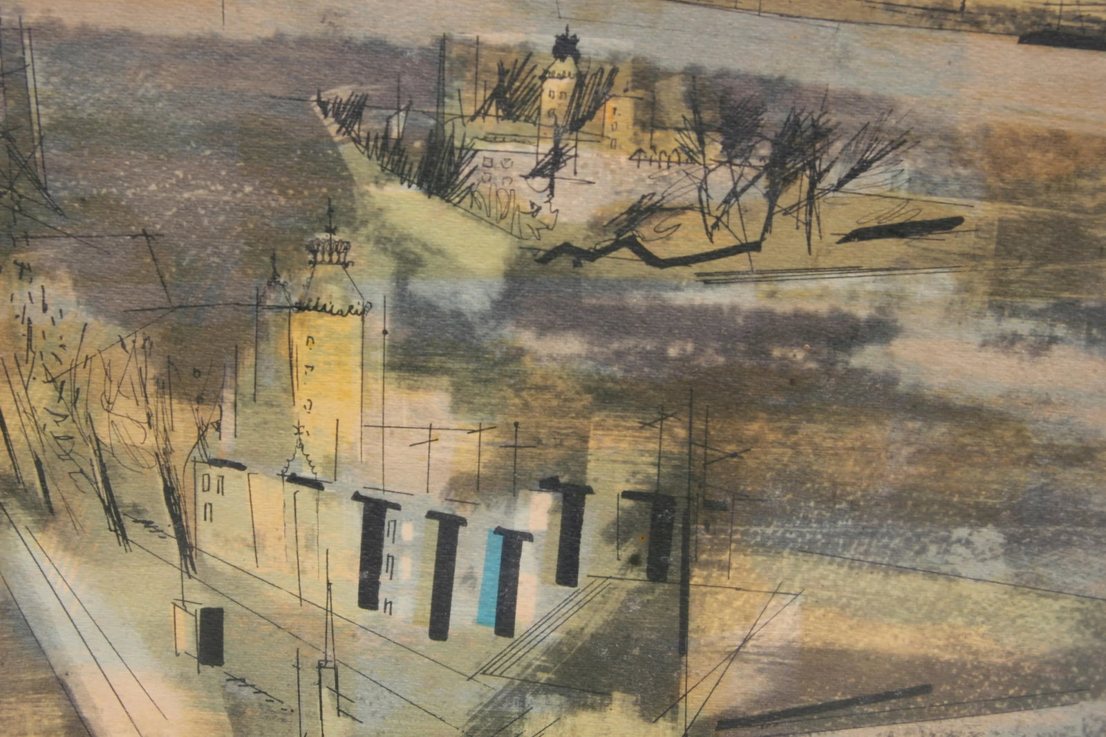 1950s "Manhattan Nocturne" Cubist New York City Landscape Lithograph - 4