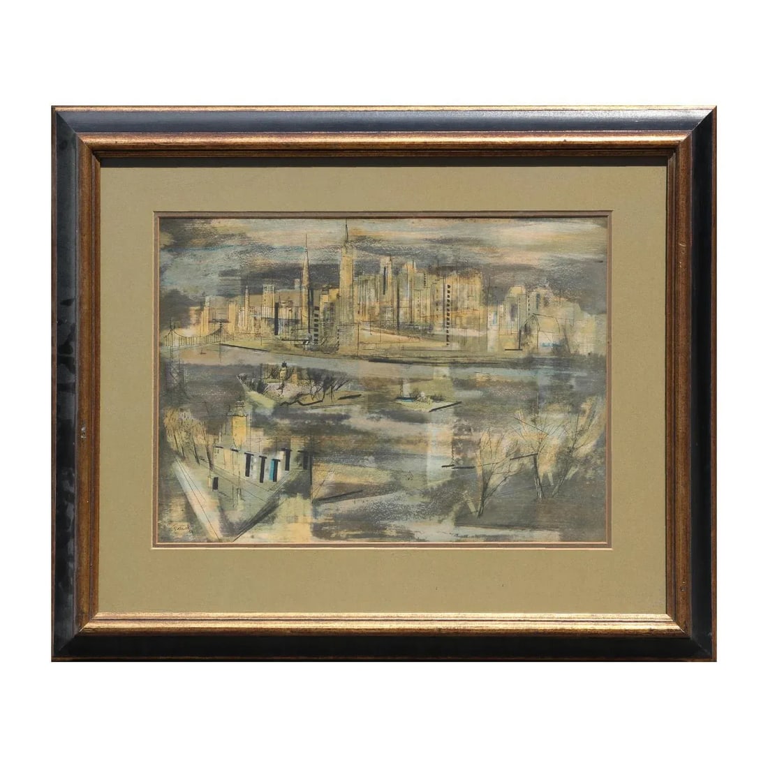 1950s "Manhattan Nocturne" Cubist New York City Landscape Lithograph - 7