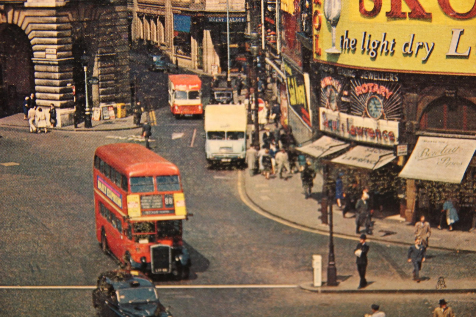 Mid Century Colored Piccadilly Circus Plaza Street Scene Photograph London, England - 4