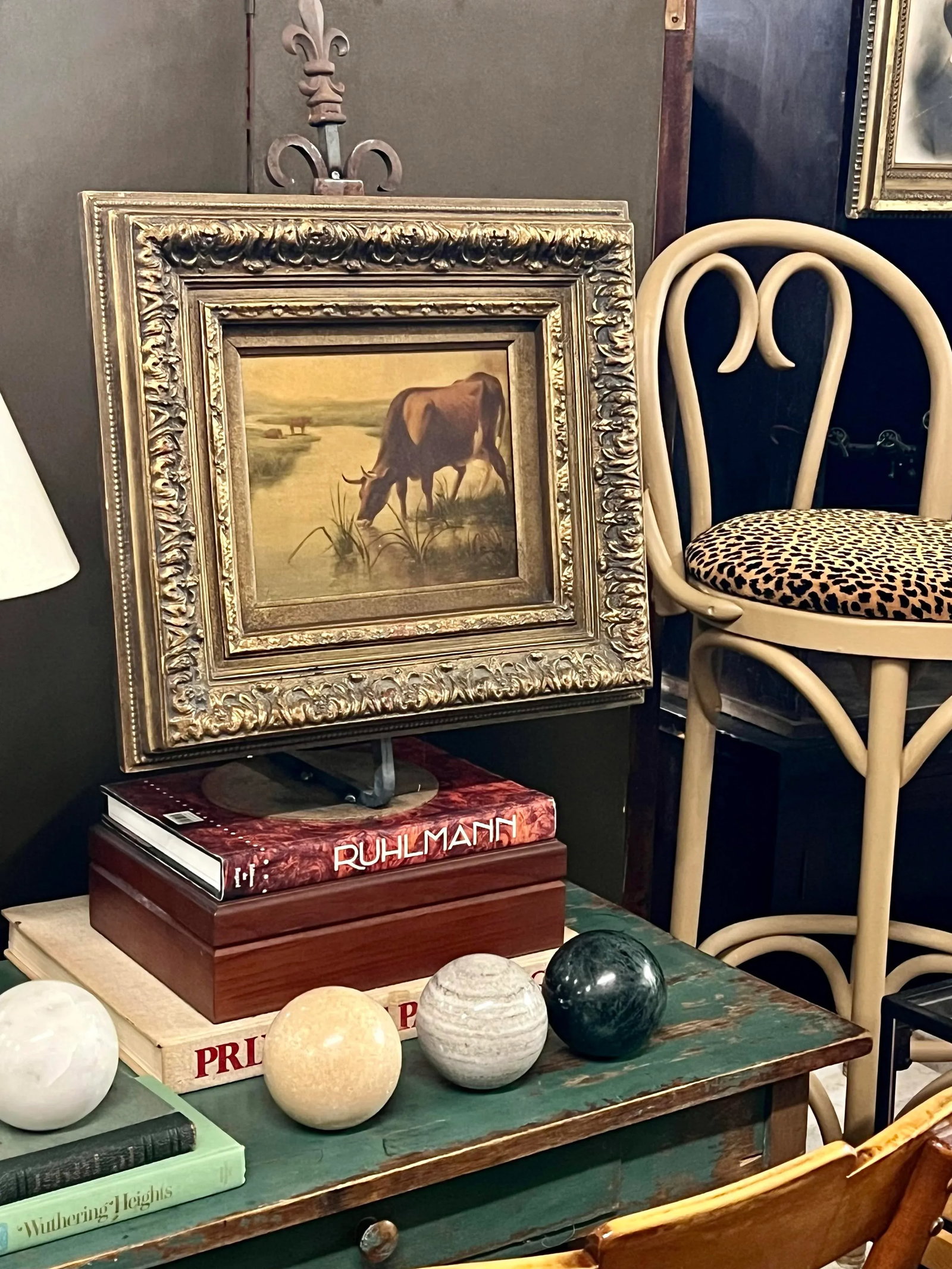 Vintage Pastoral Landscape Cows Painting, Framed - 9