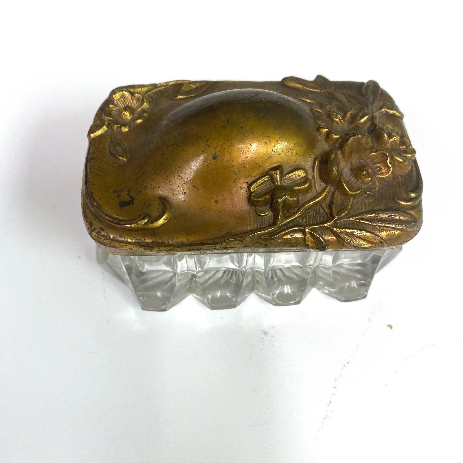 Vintage Art Nuevo Glass and Metal Vanity Box - 2