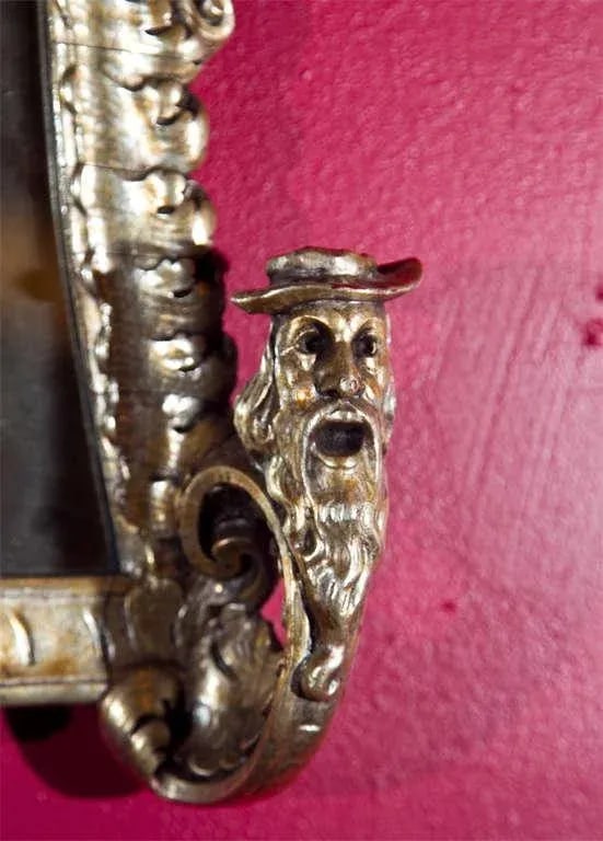 French Rococo Style Mirrored Sconces, Pair - 3