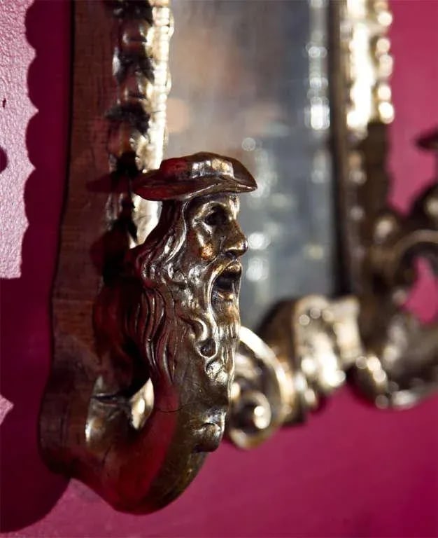 French Rococo Style Mirrored Sconces, Pair - 4