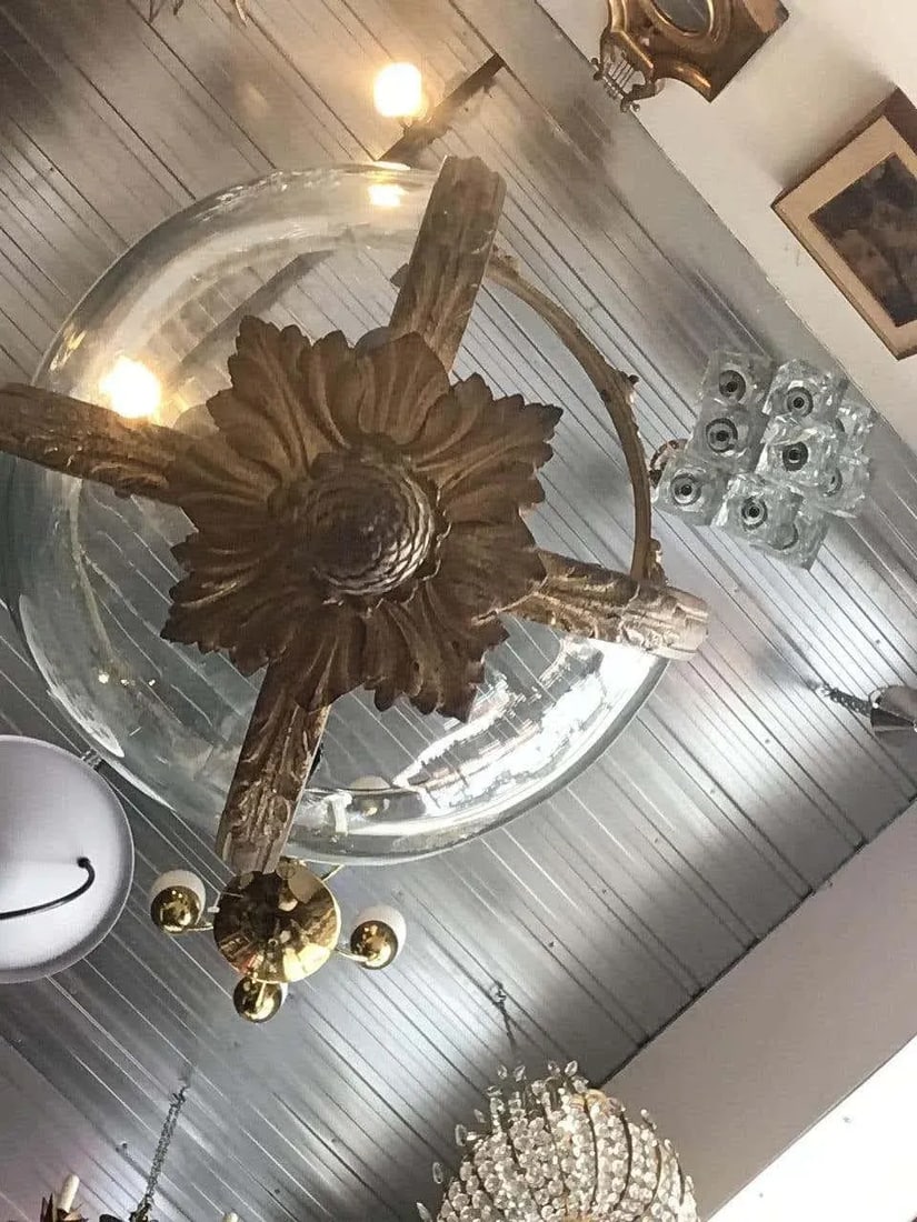 1920s French Gilt Bronze Rams Head Lantern - 11