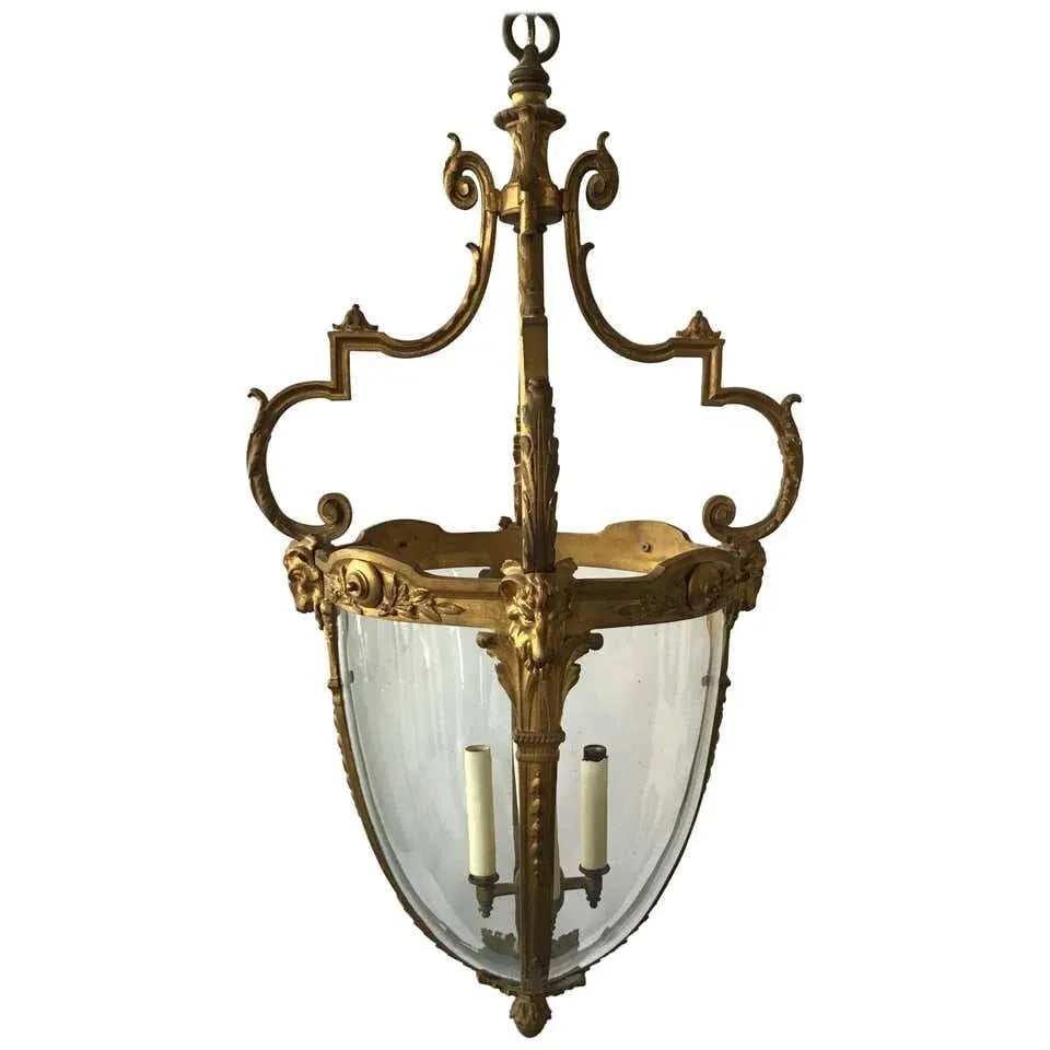 1920s French Gilt Bronze Rams Head Lantern - 13
