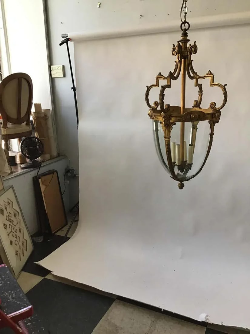 1920s French Gilt Bronze Rams Head Lantern - 9