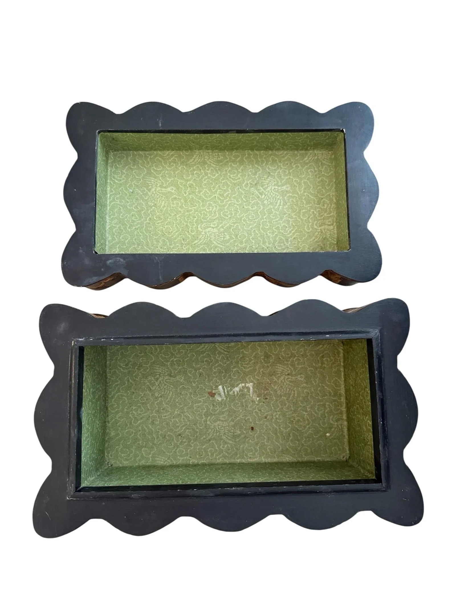 Vintage Black Gilded Chinoiserie Bamboo Box - 11
