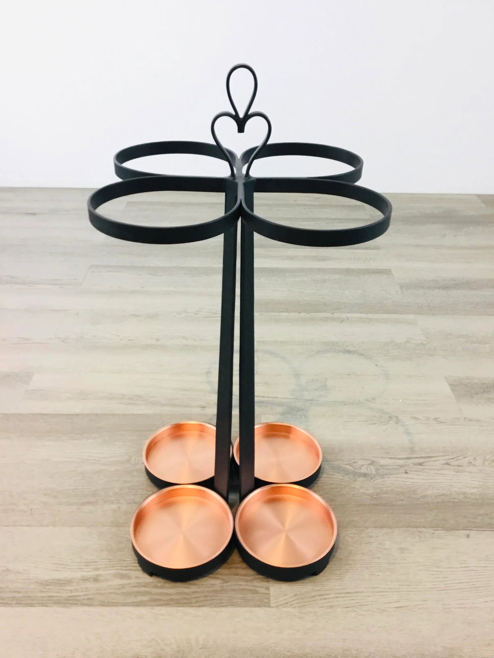 Currey & Co. Modern Quatrefoil Black and Copper Umbrella Stand - 4