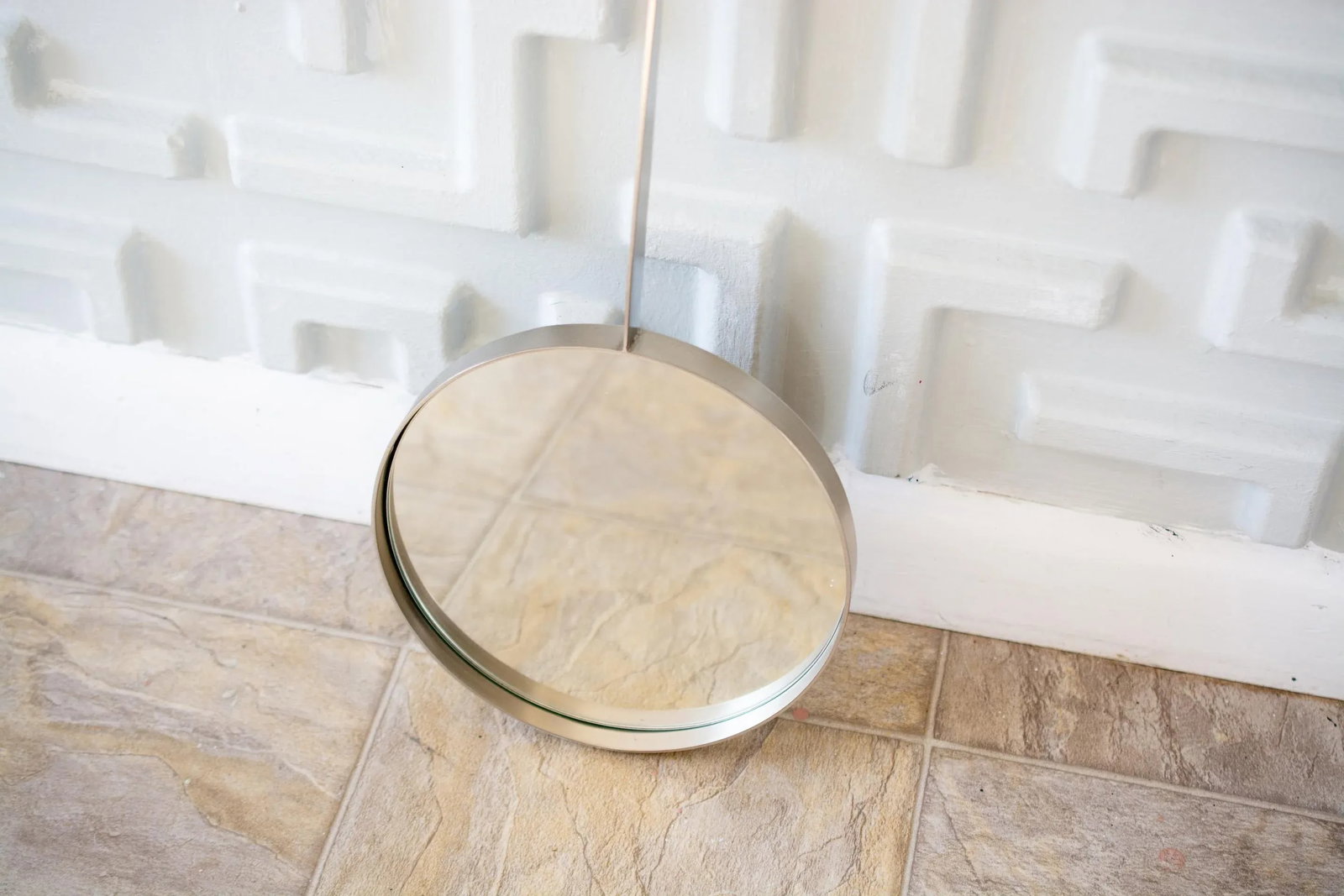 Midcentury Modern French Silver Drop Mirror - 2