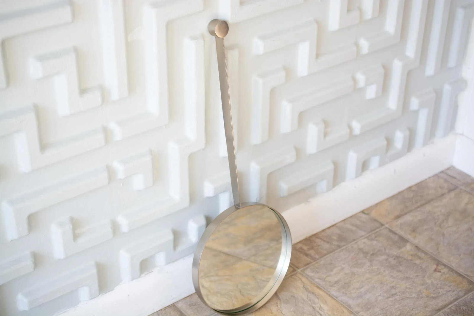 Midcentury Modern French Silver Drop Mirror - 4