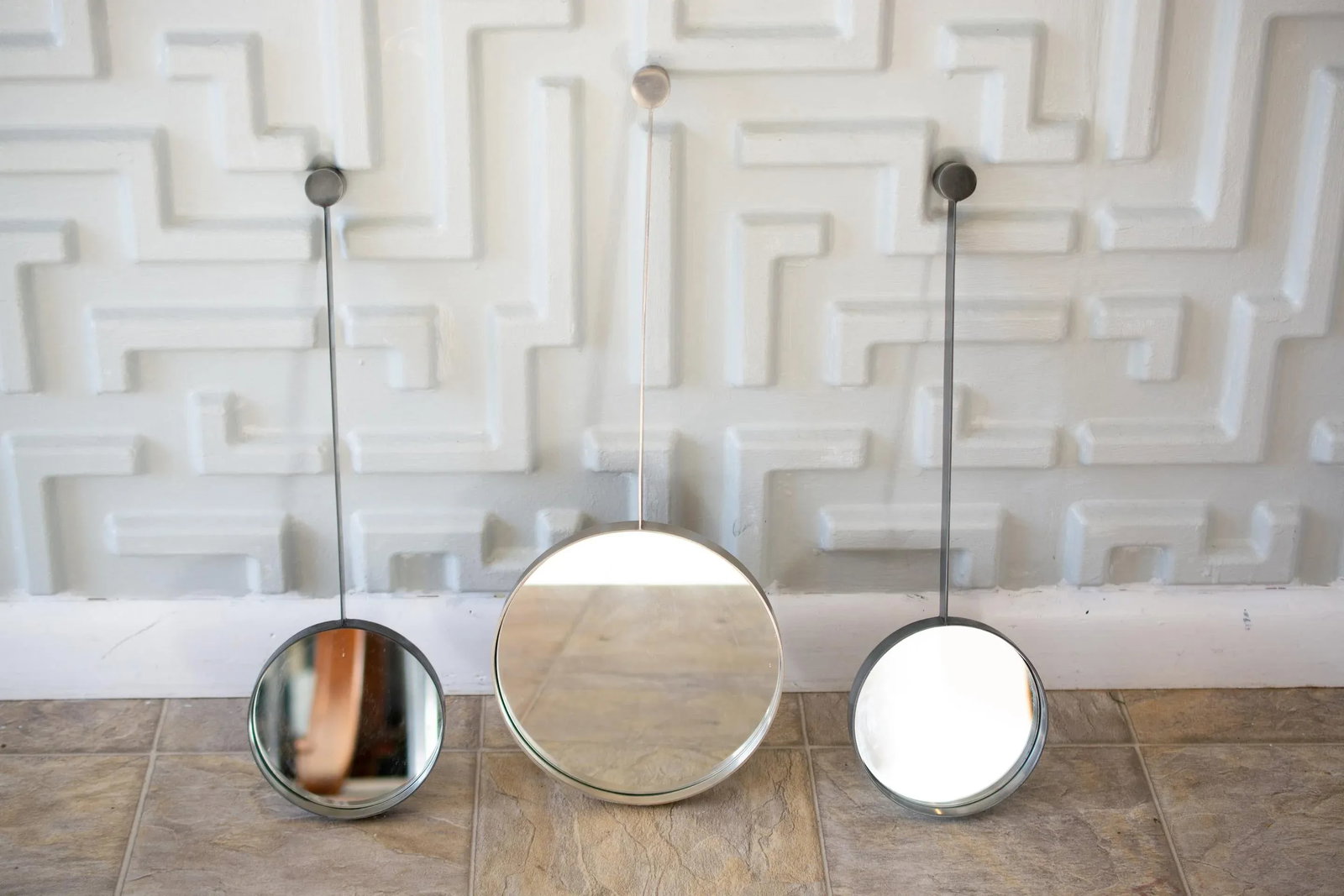 Midcentury Modern French Silver Drop Mirror - 7