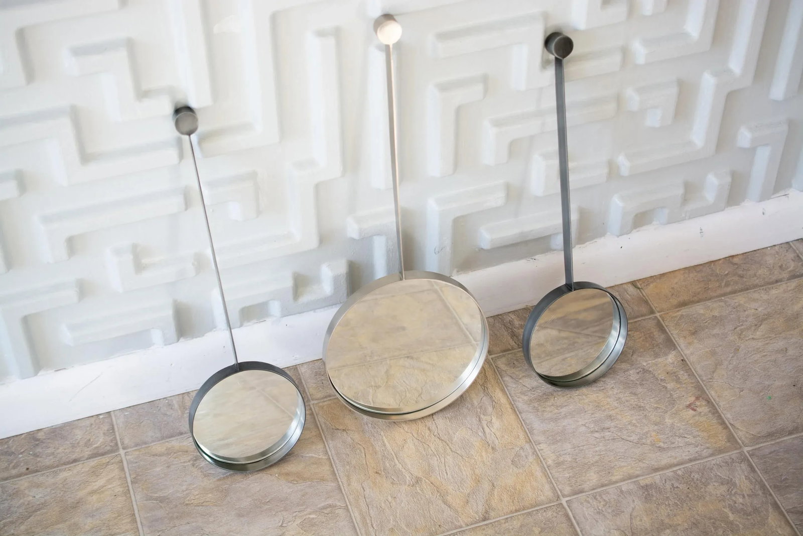Midcentury Modern French Silver Drop Mirror - 8
