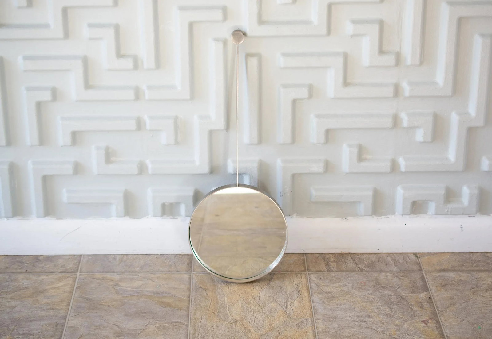 Midcentury Modern French Silver Drop Mirror - 9