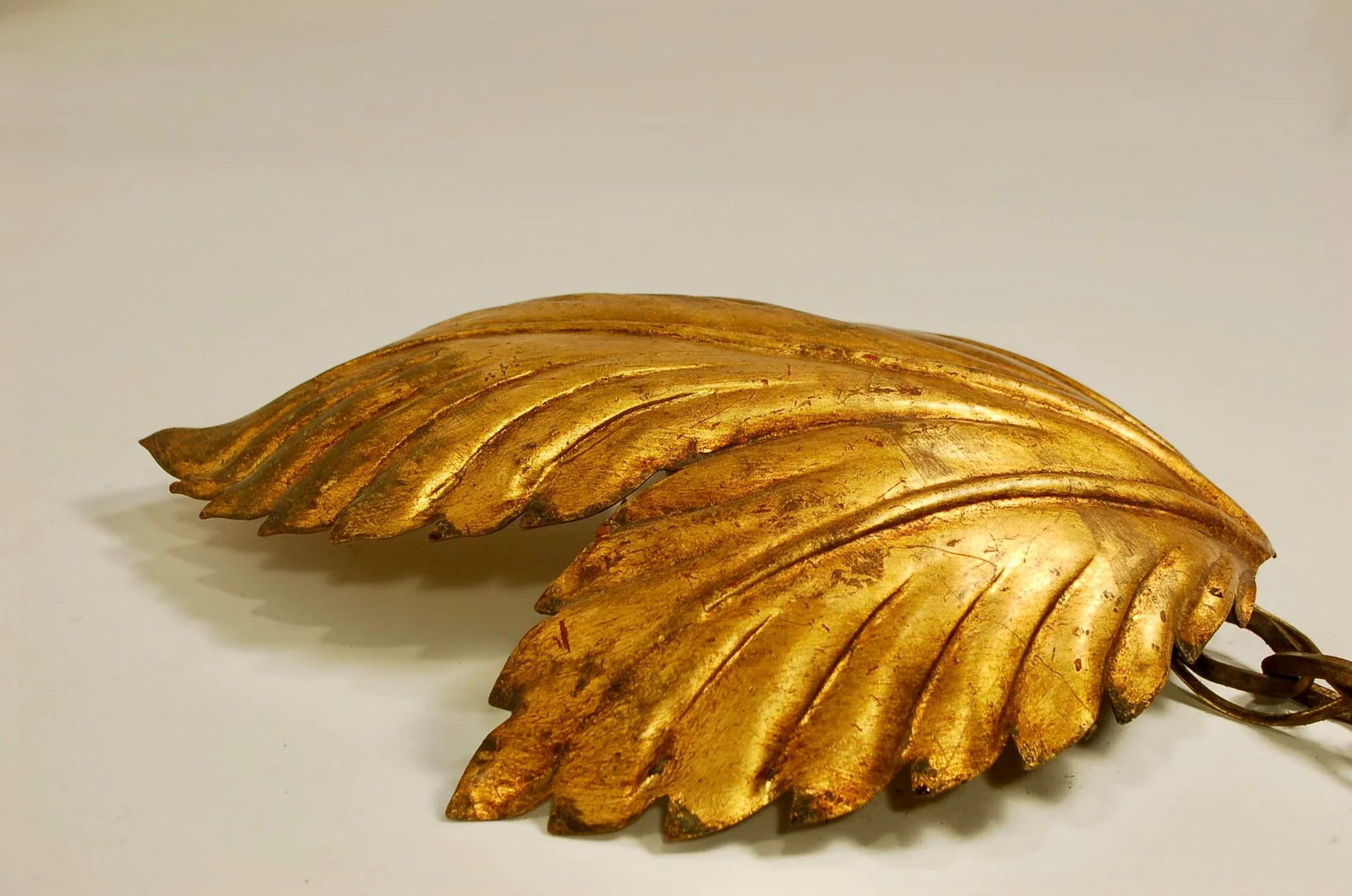 1950s Three Light Gold Leaf Wall Sconce - 3