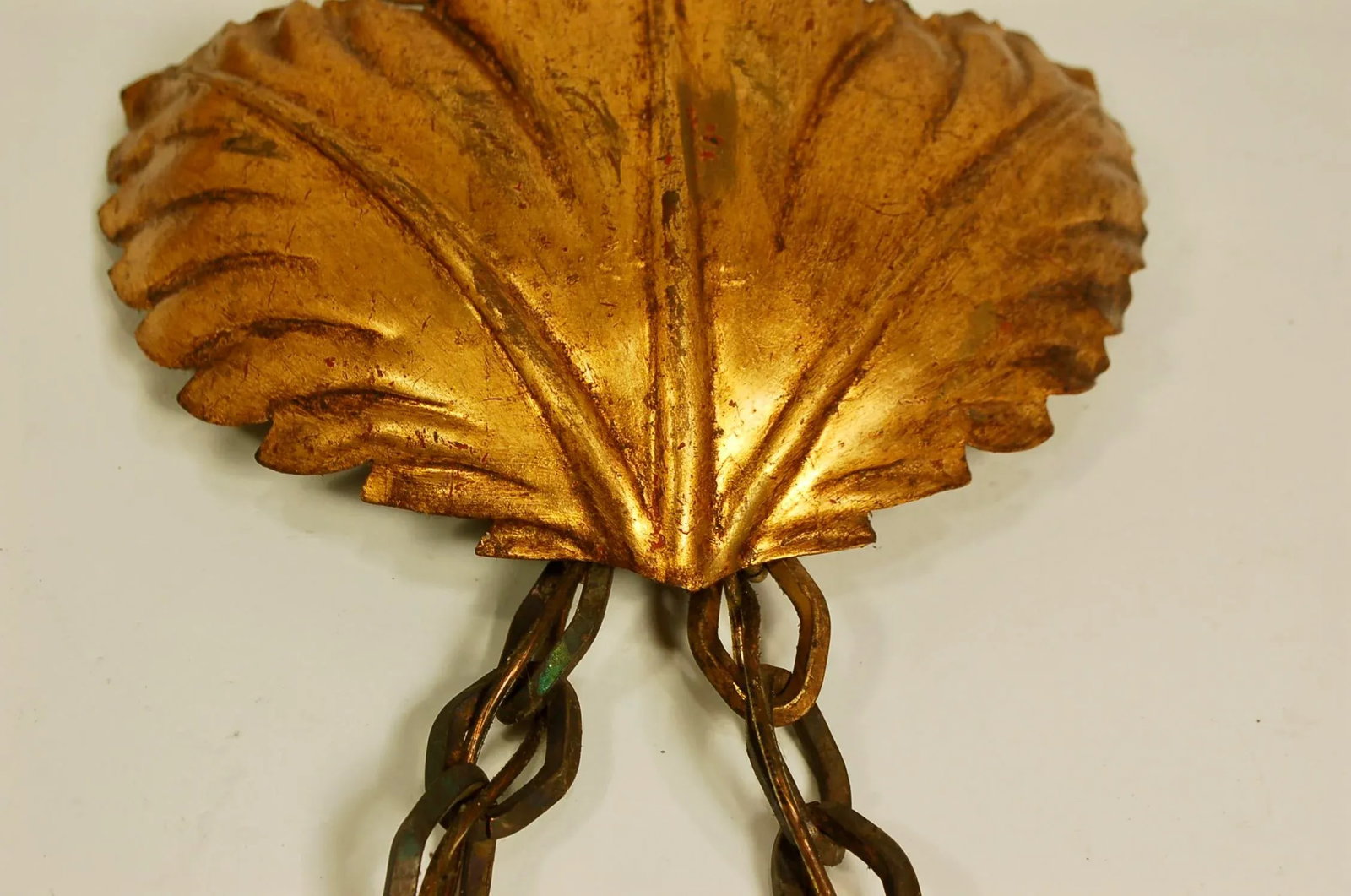 1950s Three Light Gold Leaf Wall Sconce - 7