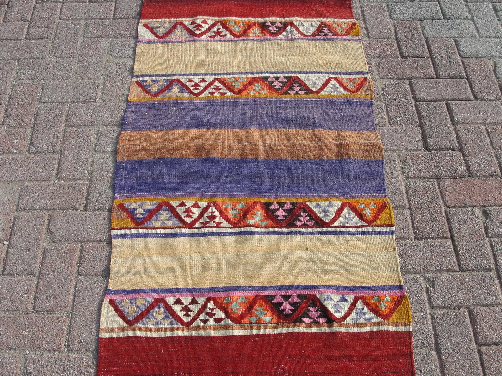 Vintage Turkish Kilim Rug, Kilim Runner 2.8 X 7.5 Ft - 3