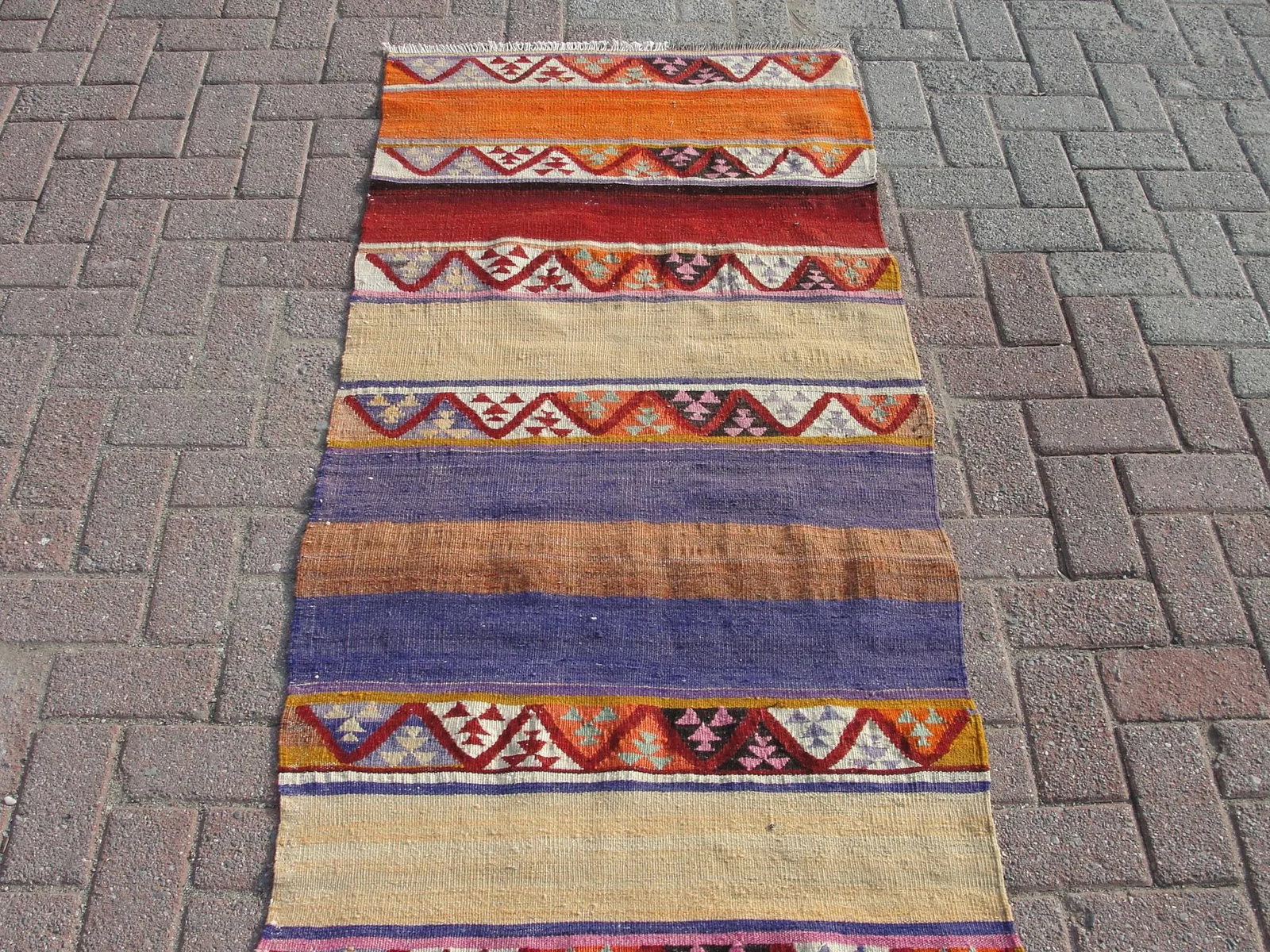Vintage Turkish Kilim Rug, Kilim Runner 2.8 X 7.5 Ft - 4
