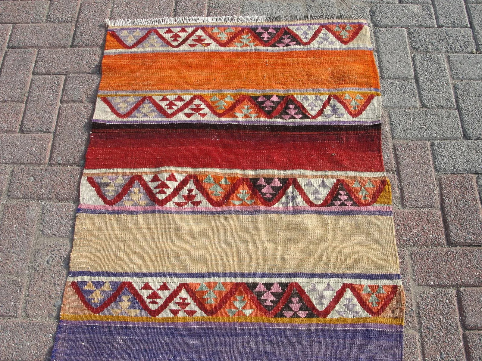 Vintage Turkish Kilim Rug, Kilim Runner 2.8 X 7.5 Ft - 6