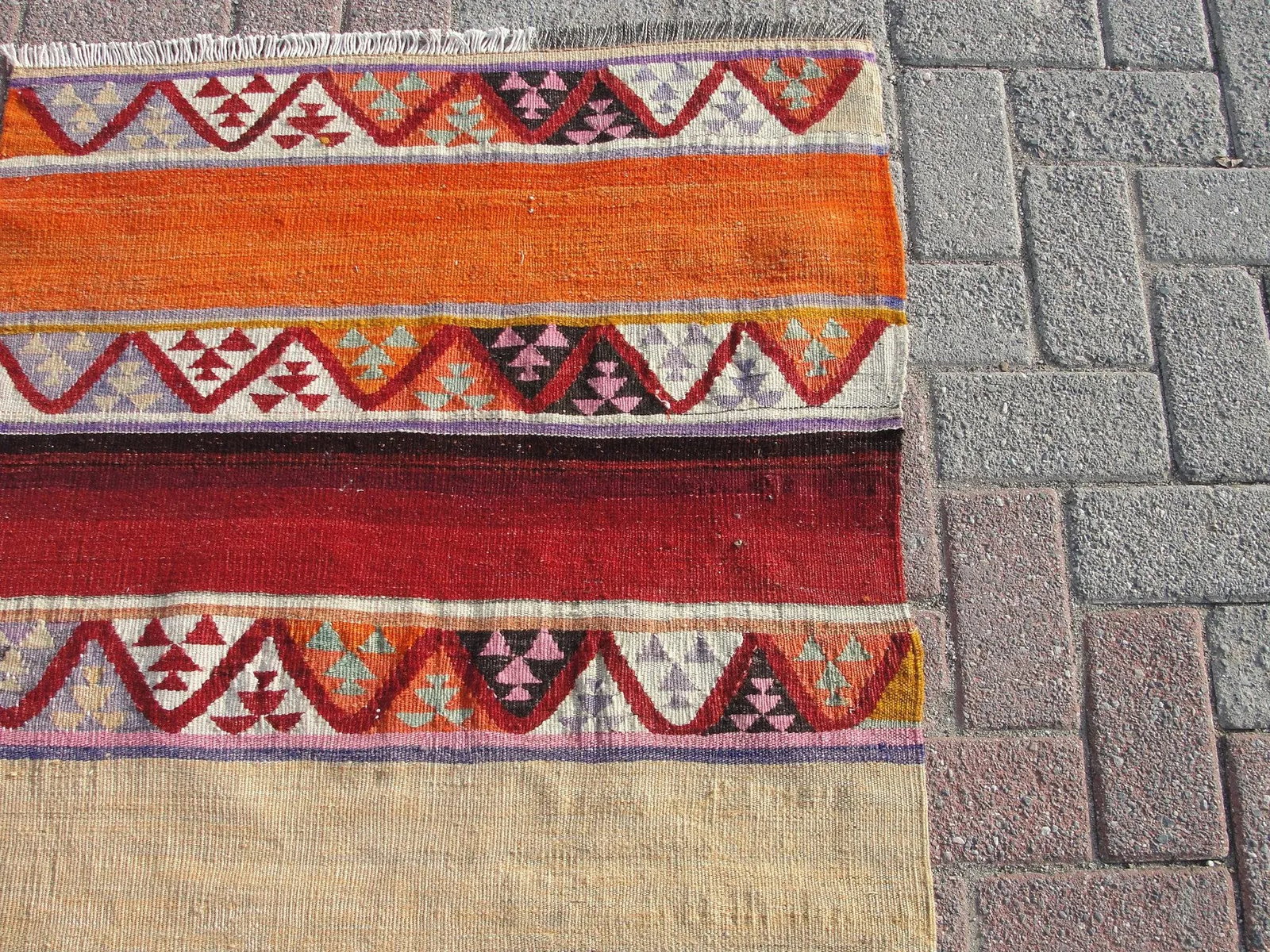 Vintage Turkish Kilim Rug, Kilim Runner 2.8 X 7.5 Ft - 9