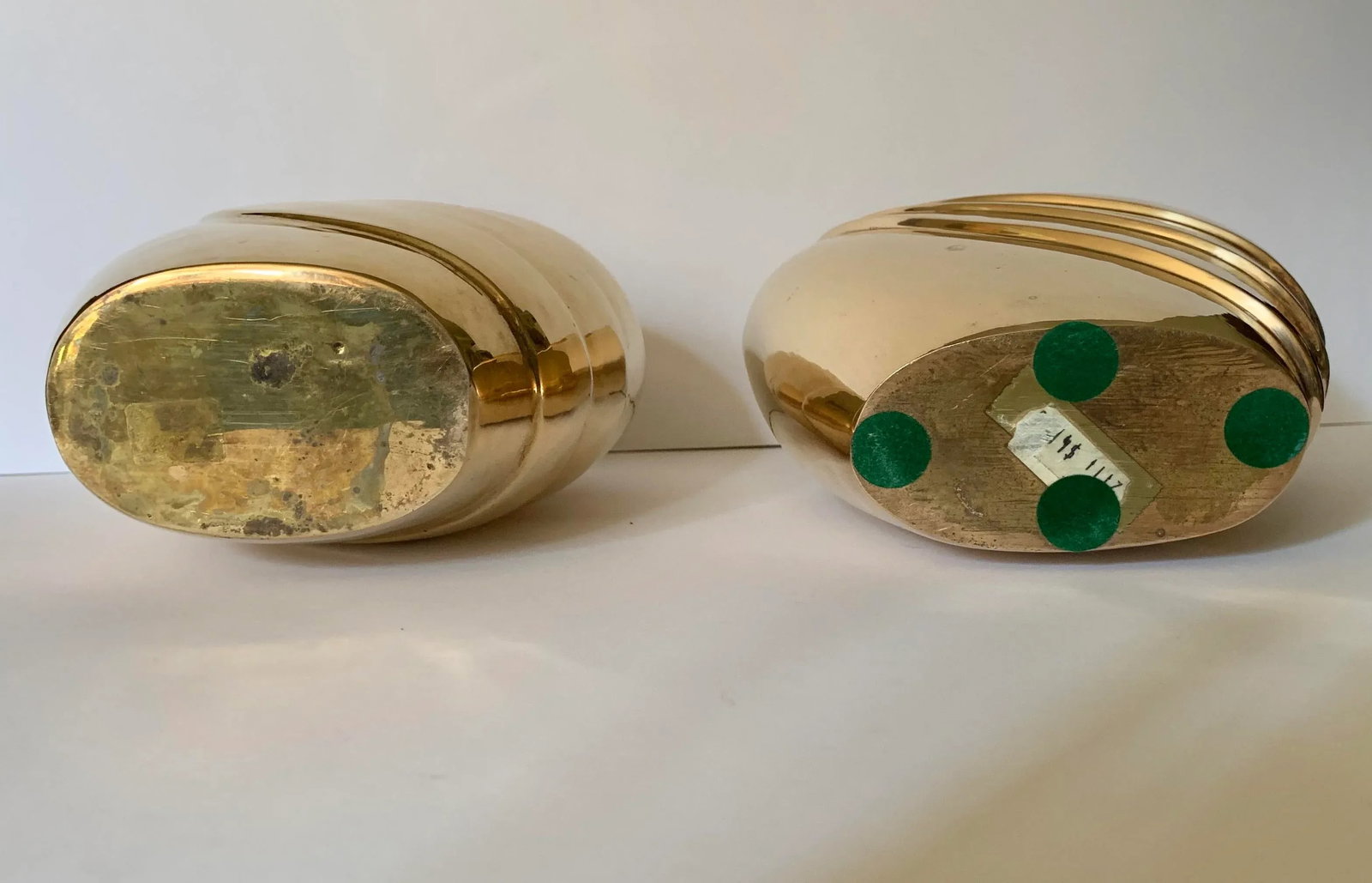 1970s Hollywood Regency Brass Vases - a Pair - 3