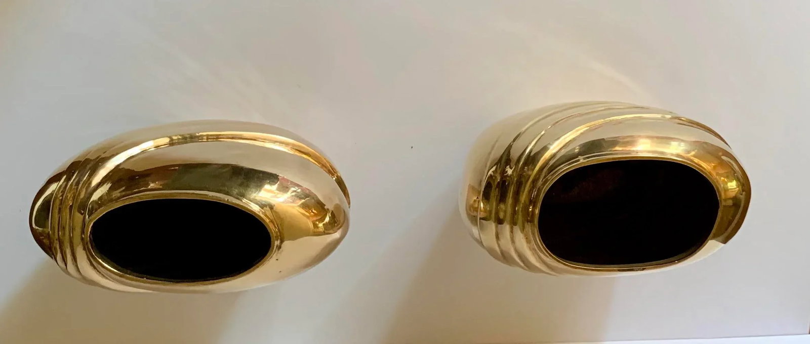 1970s Hollywood Regency Brass Vases - a Pair - 5