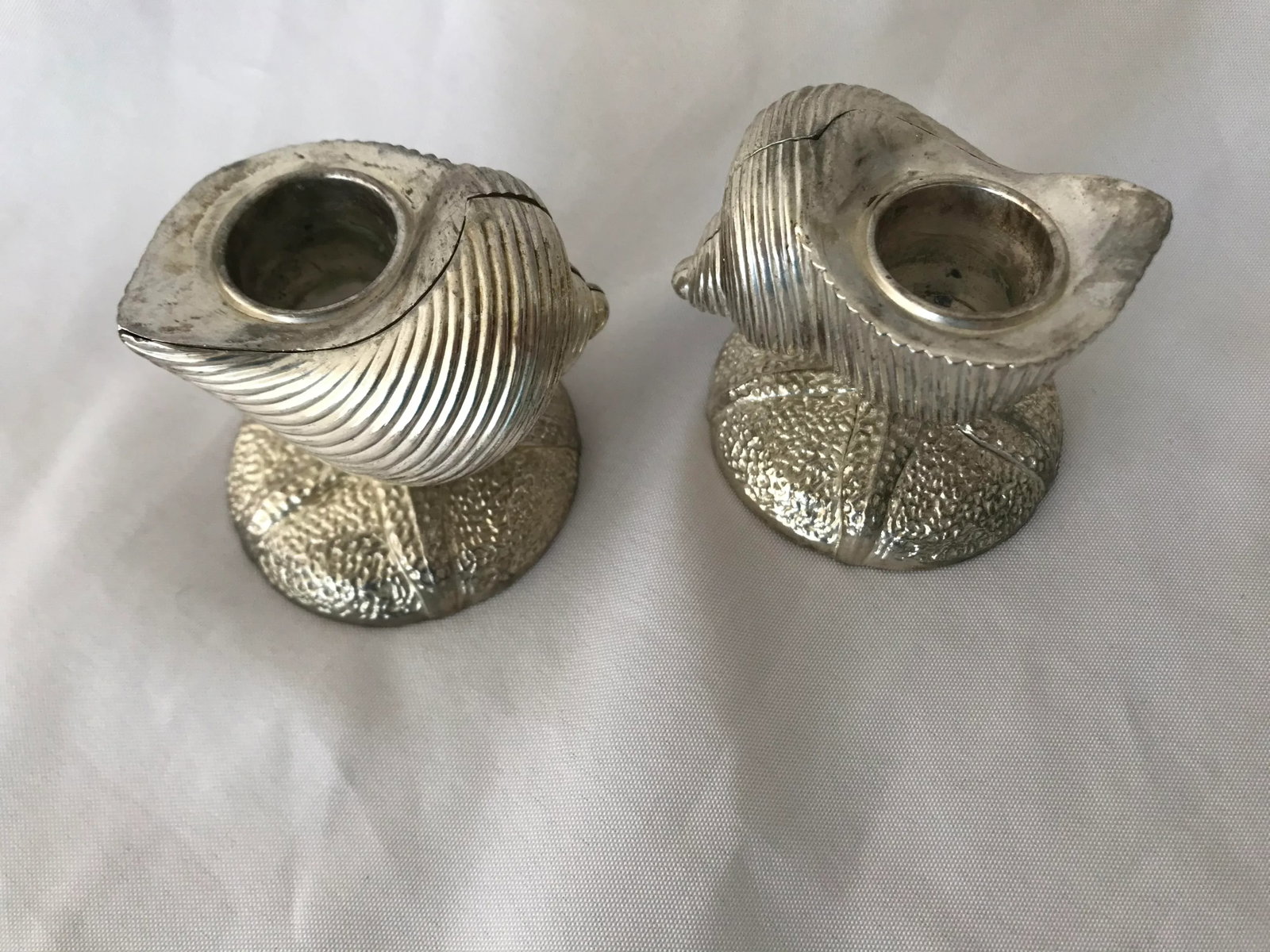 Towle Silver Sea Shell and Sand Dollar Shaped Candle Holders - a Pair - 6