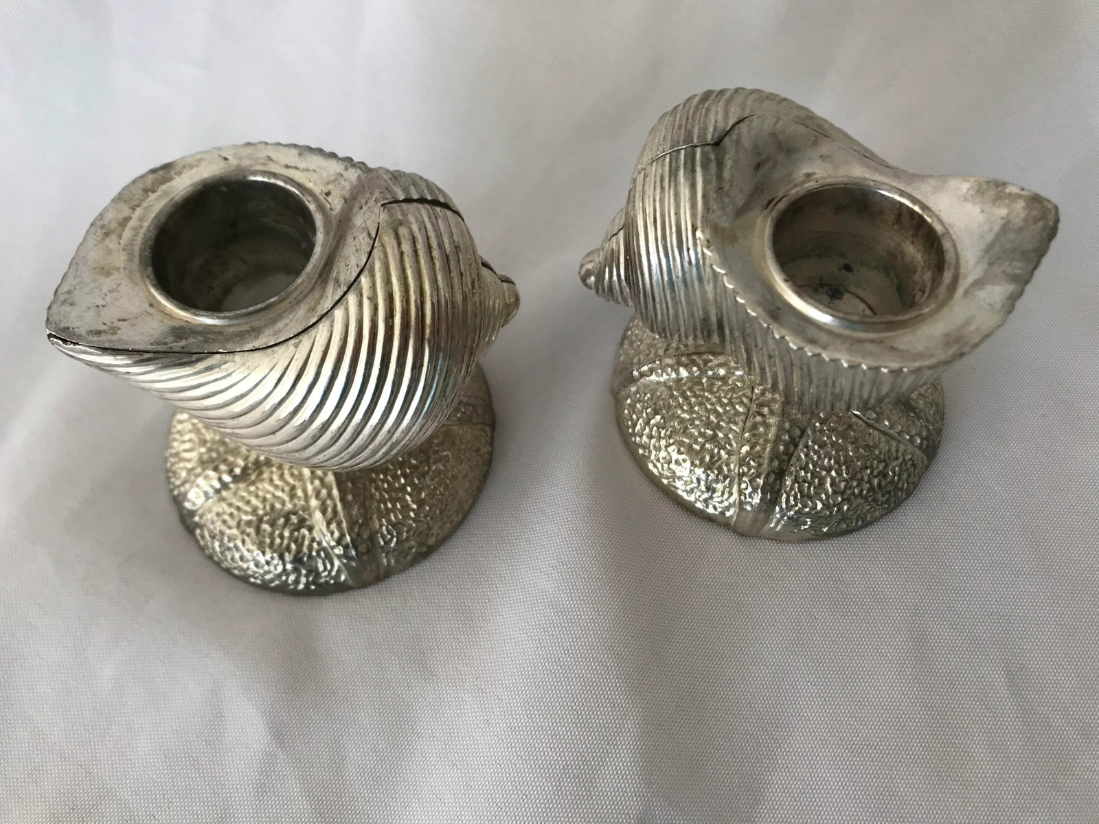 Towle Silver Sea Shell and Sand Dollar Shaped Candle Holders - a Pair - 8