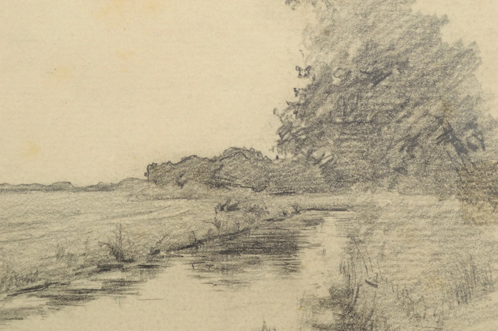 Reflections in a Pond Pencil Drawing by Alfred Villiers Farnsworth C.1880 - 4