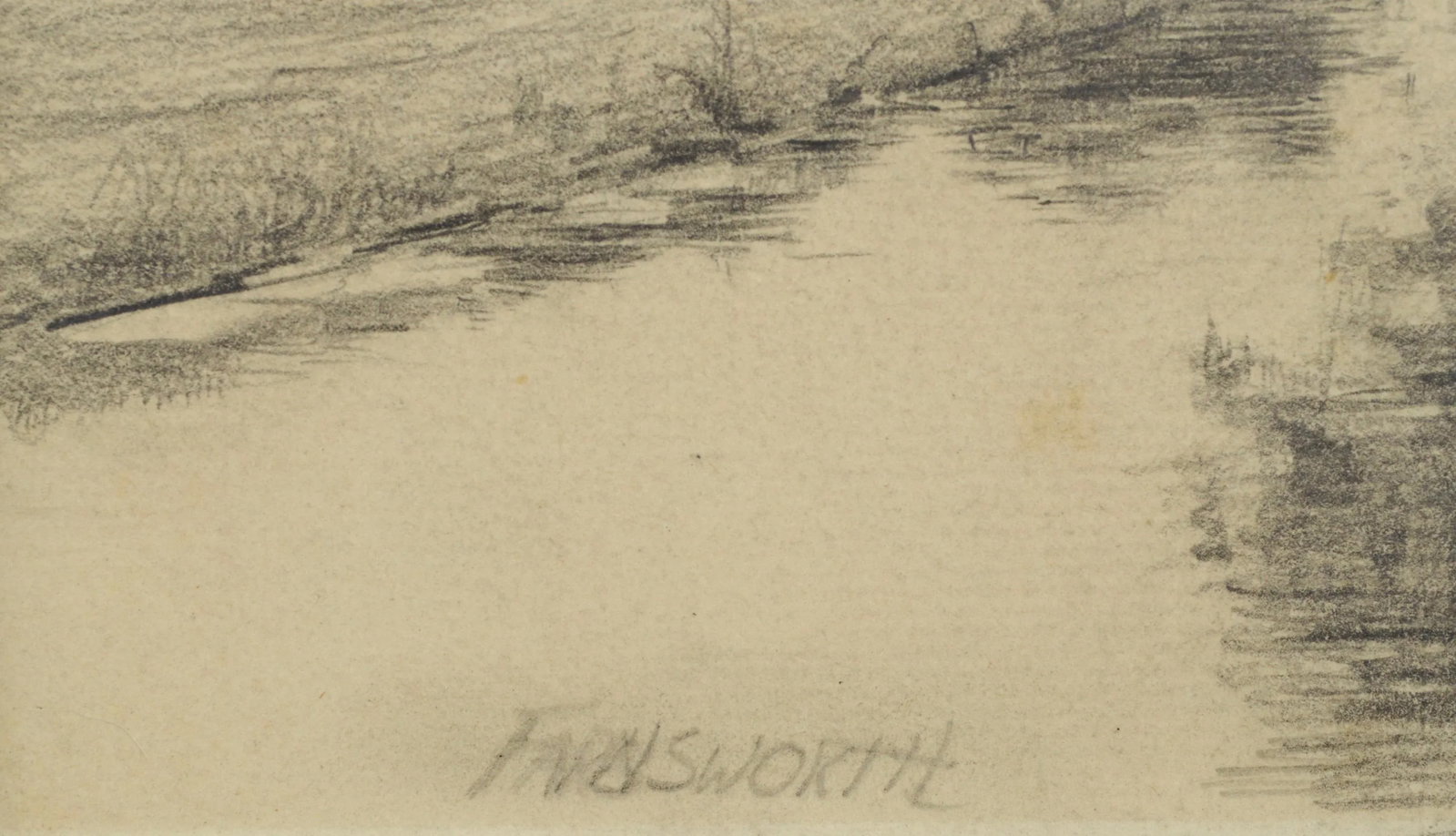 Reflections in a Pond Pencil Drawing by Alfred Villiers Farnsworth C.1880 - 5
