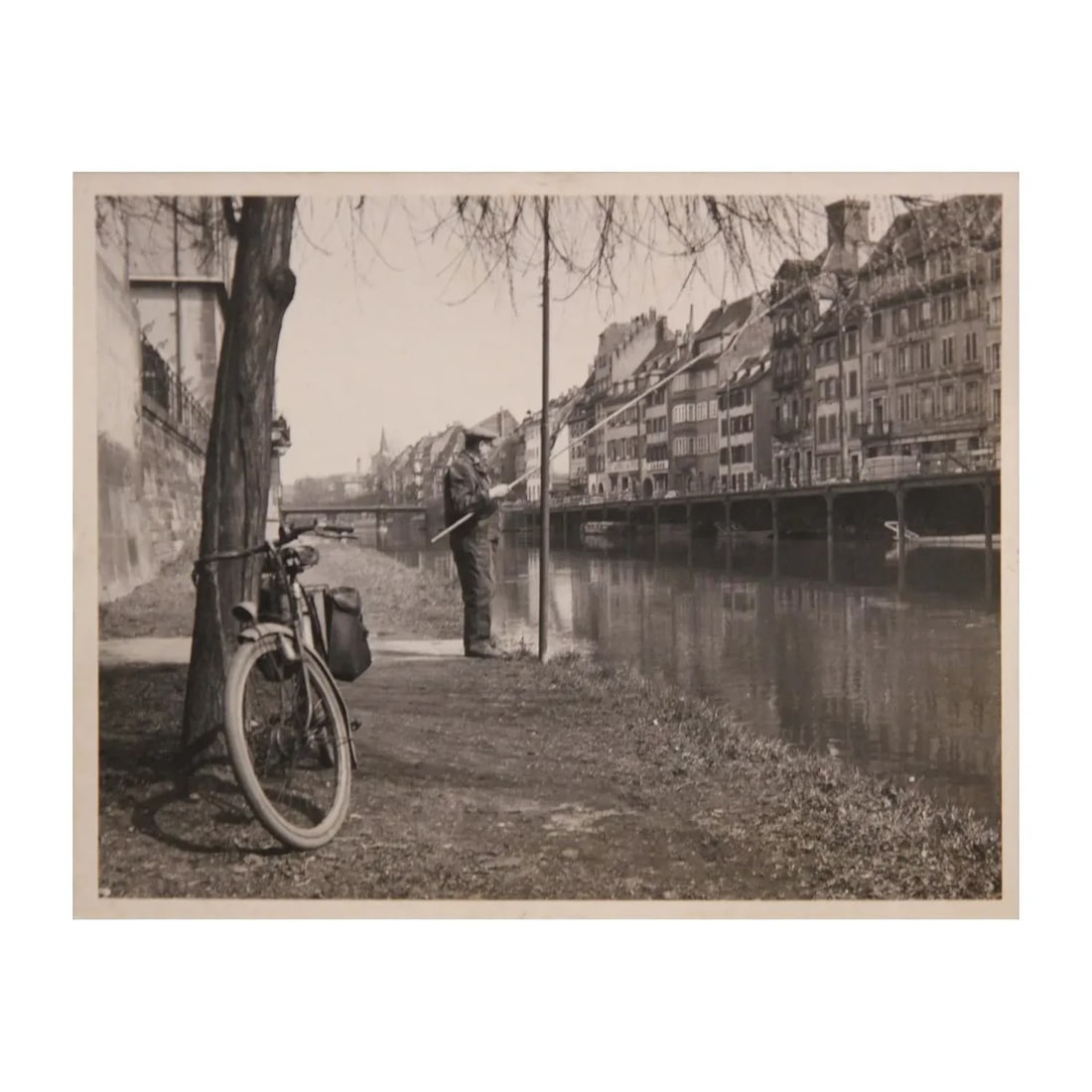 European Canal Fisherman Early Black and White Photograph - 6