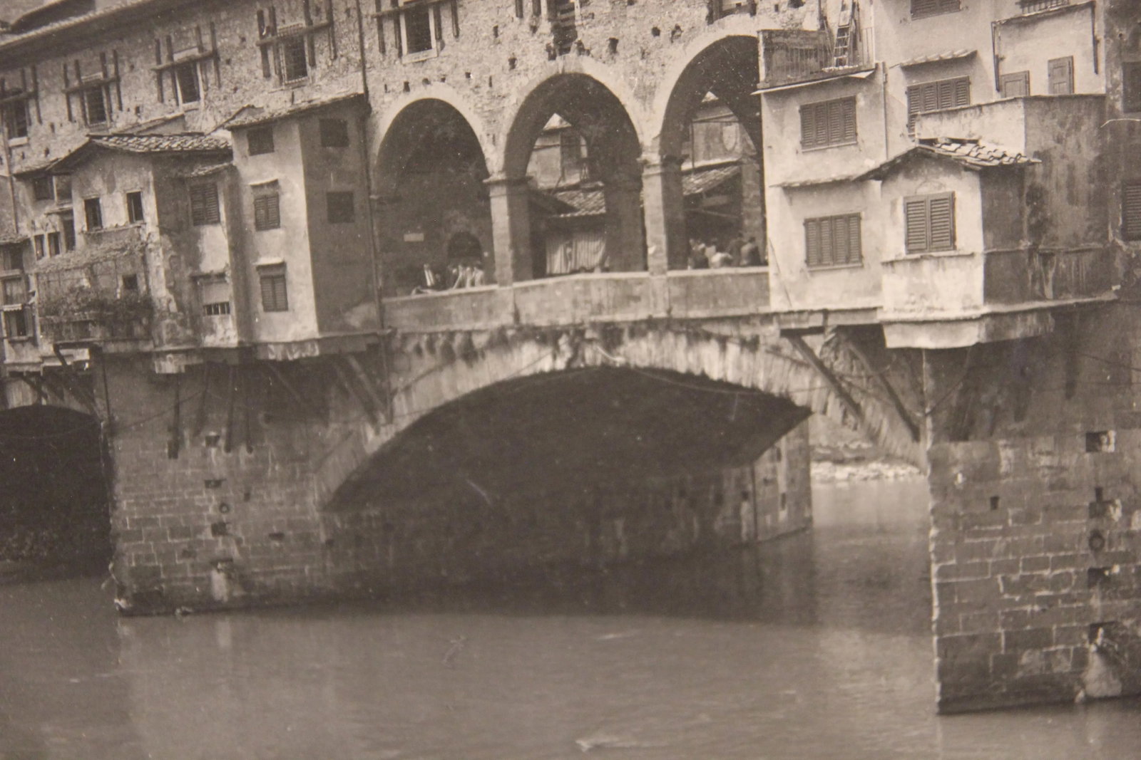 Ponte Vecchio Bridge in Florence, Italy Black and White Photograph - 3