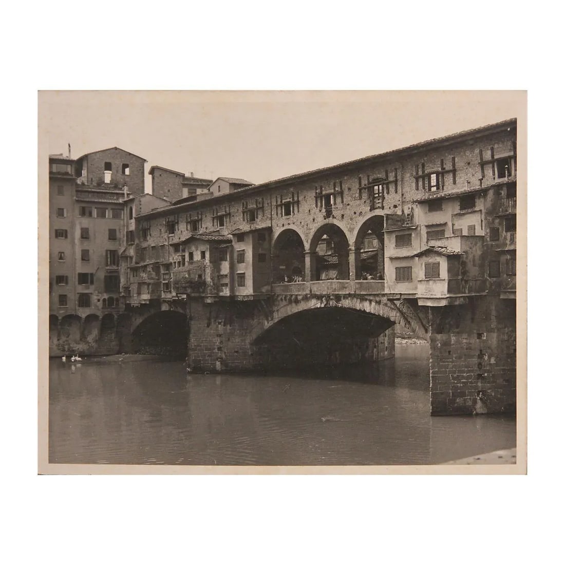 Ponte Vecchio Bridge in Florence, Italy Black and White Photograph - 5