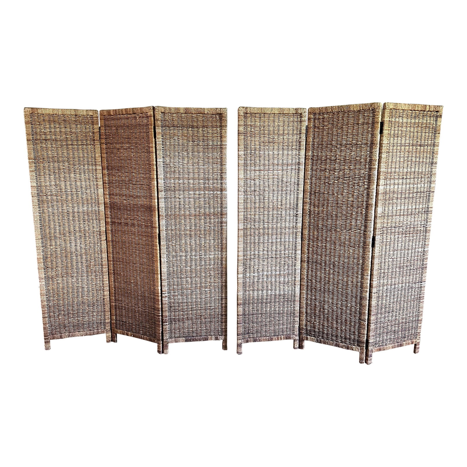 Vintage Woven Seagrass Rattan Screen Room Dividers a Pair (1 of 17)