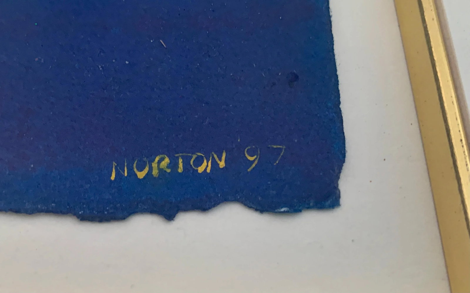 Helen Norton 1997 "The Mirror" Gouache Watercolor in Gold Frame - 9
