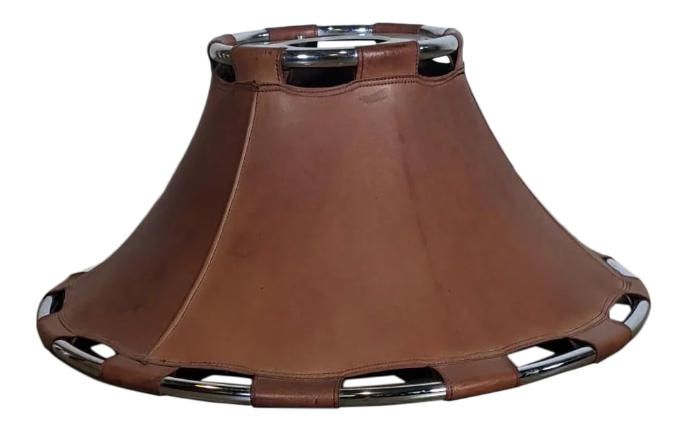 Scandinavian Modern 1970s Leather Pendant Lamp by Anna Ahrens for Atelje, Sweden: Amazing Swedish design by Anna Ahrens for Atelje Lyktan, Sweden, 1970s. The shade is made from saddle leather on a aluminum frame. Condition: Alterations: Original Condition Unaltered Imperfections: S