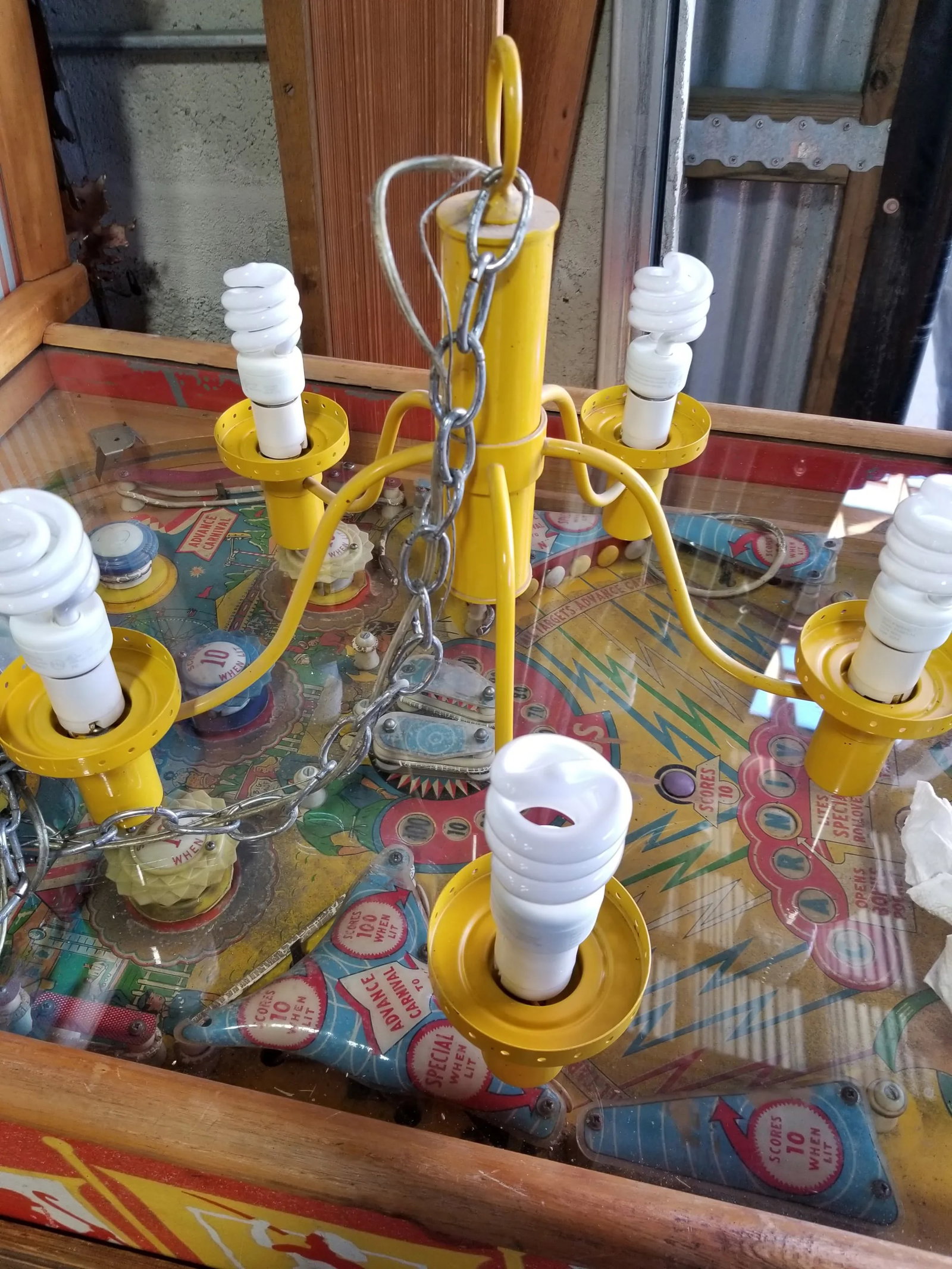 Lightolier Yellow Chandelier Mid-Century Modern - 12