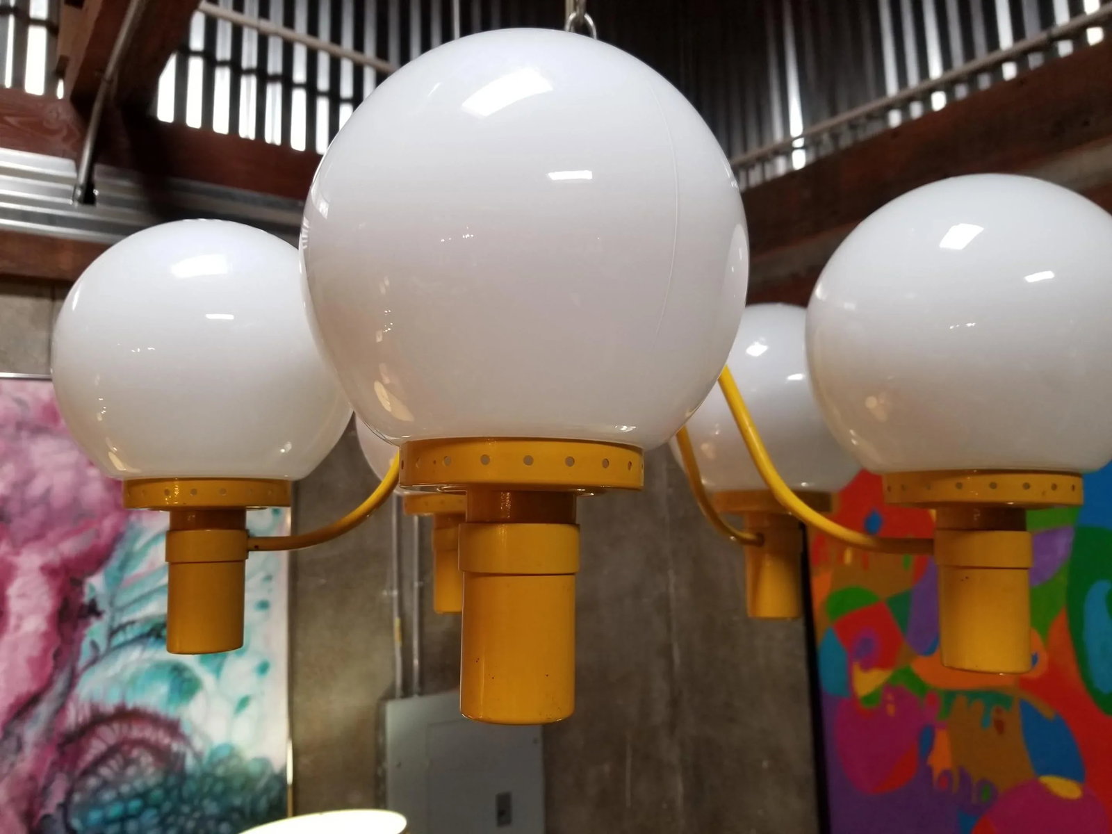 Lightolier Yellow Chandelier Mid-Century Modern - 3