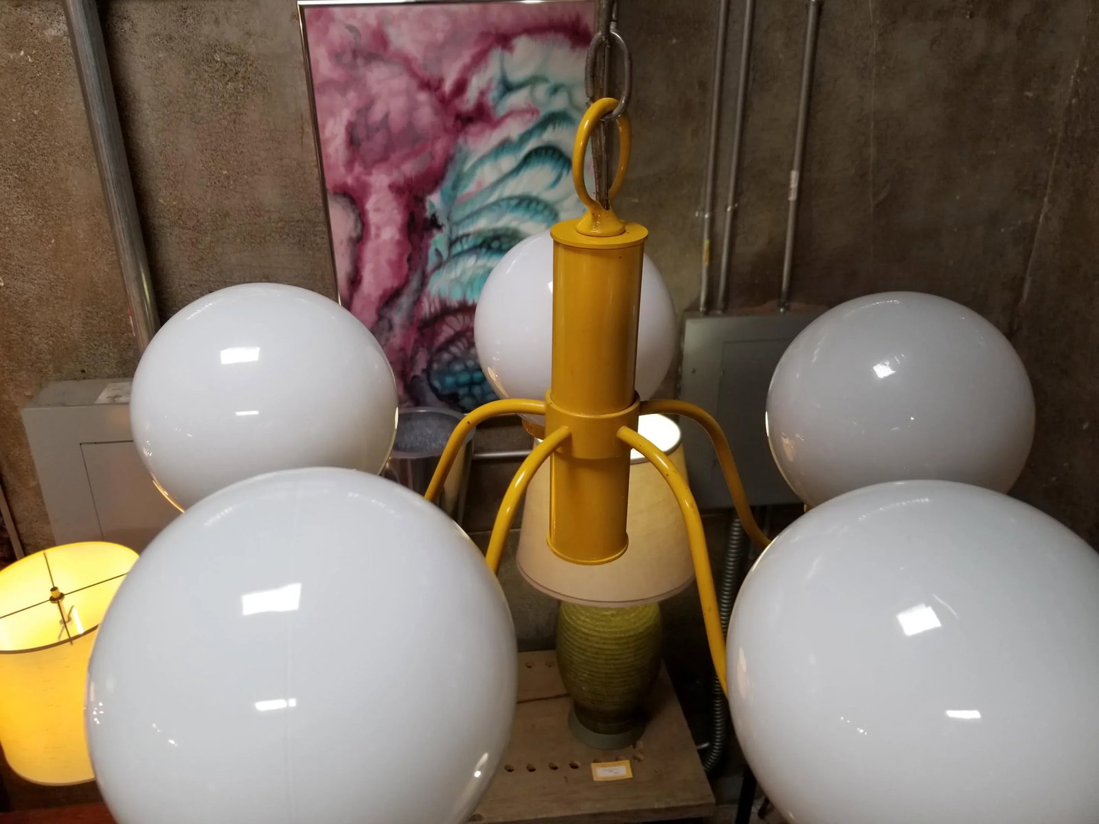 Lightolier Yellow Chandelier Mid-Century Modern - 4