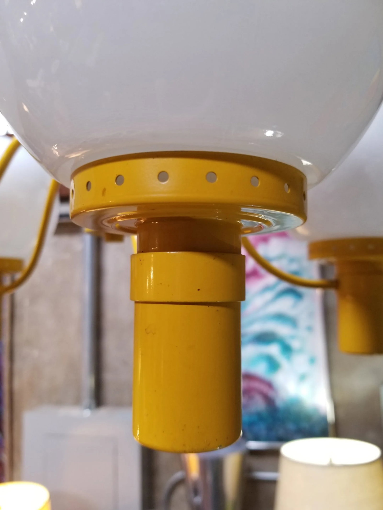 Lightolier Yellow Chandelier Mid-Century Modern - 5