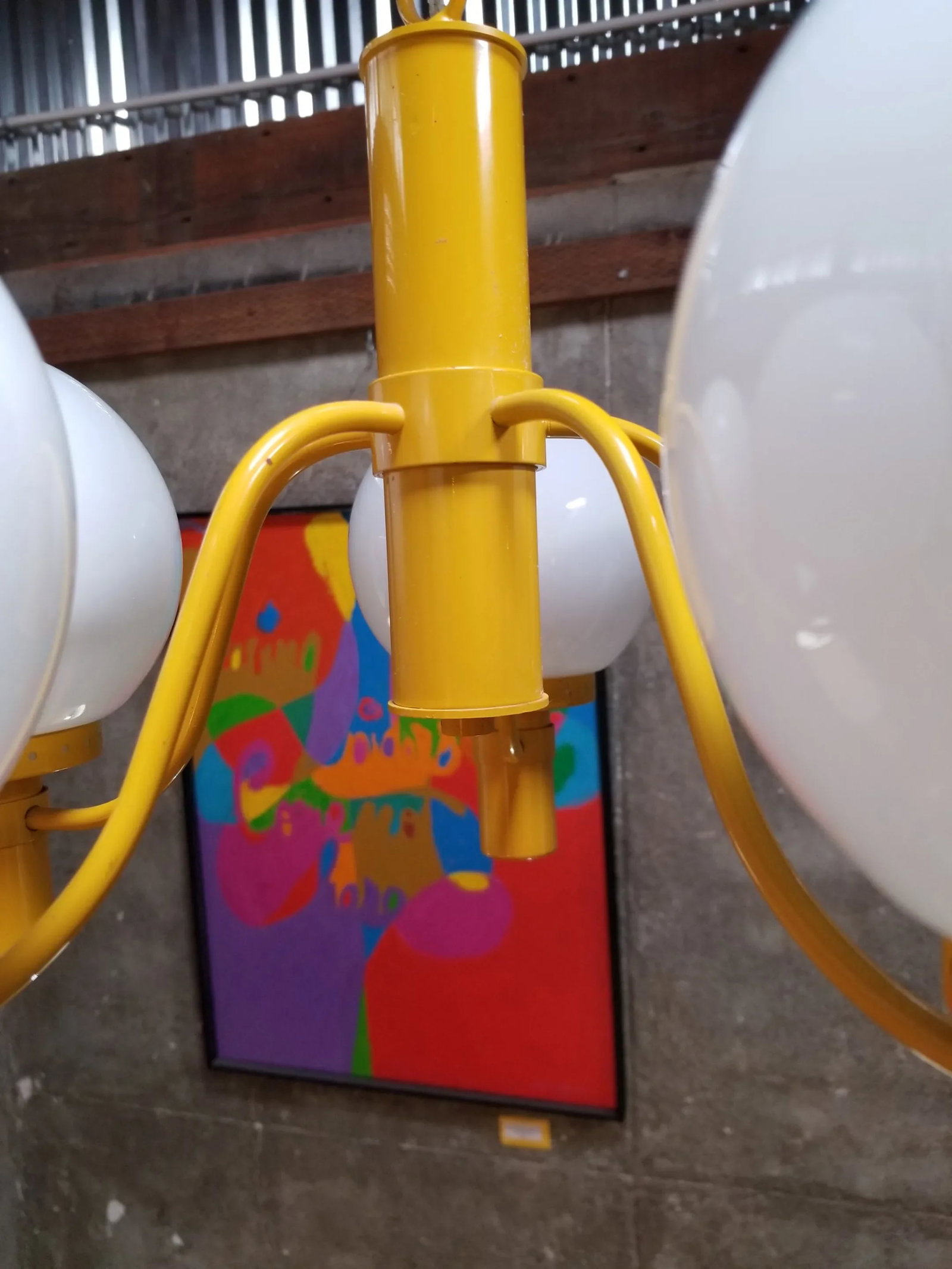 Lightolier Yellow Chandelier Mid-Century Modern - 6