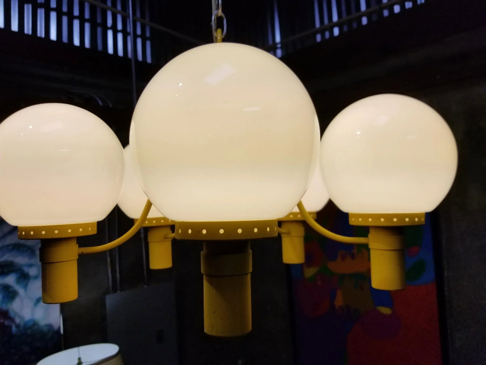 Lightolier Yellow Chandelier Mid-Century Modern - 7
