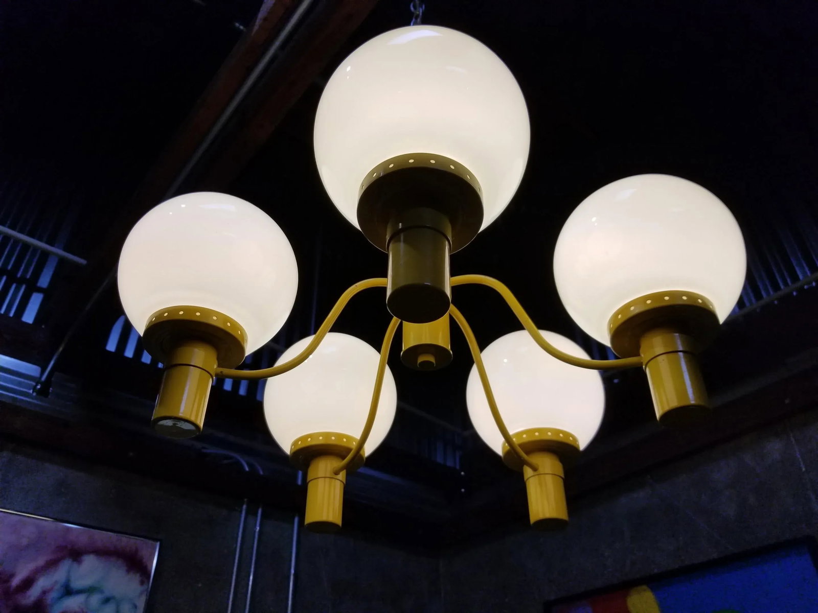 Lightolier Yellow Chandelier Mid-Century Modern - 9
