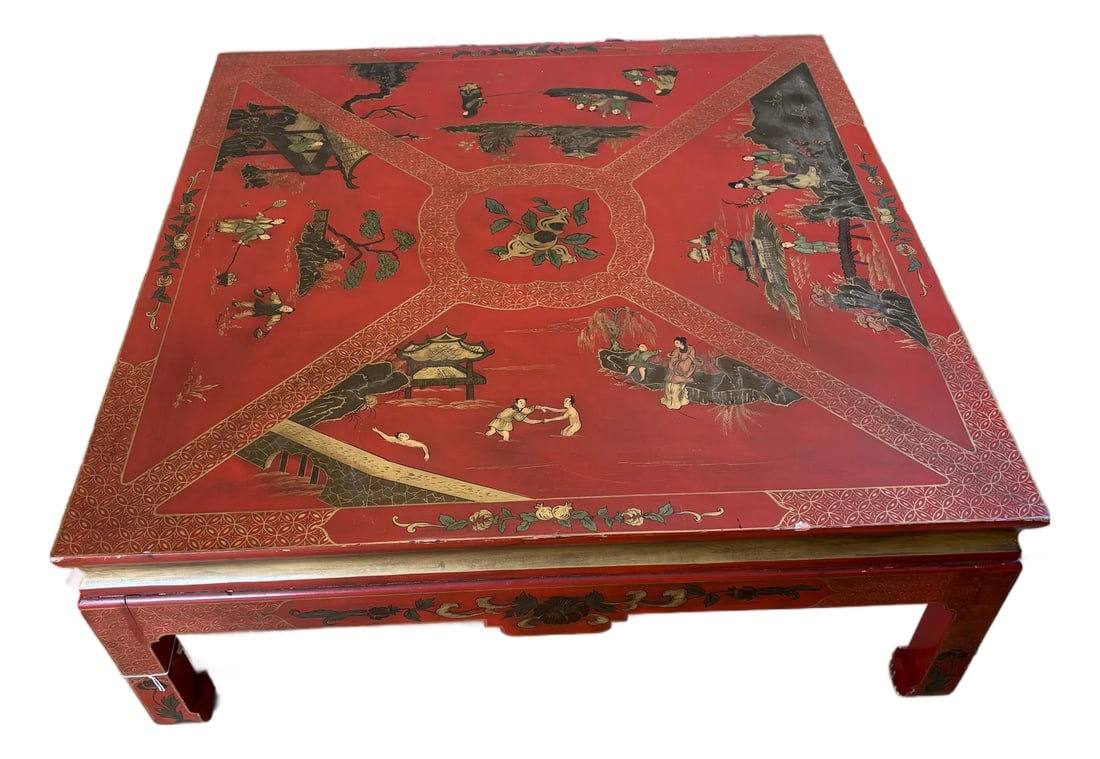Vintage Chinoiserie Red Coffee Table (1 of 7)