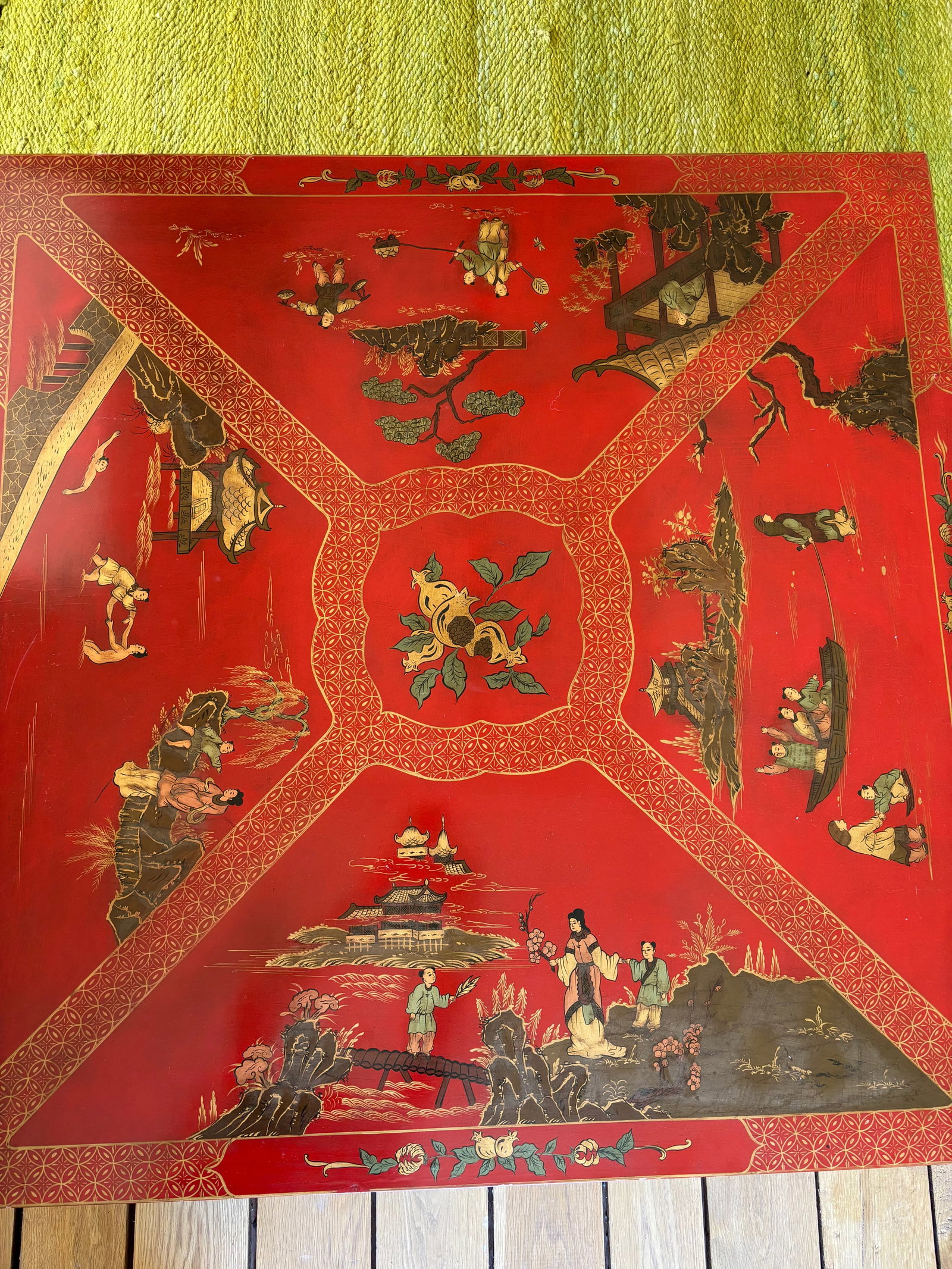 Vintage Chinoiserie Red Coffee Table - 4