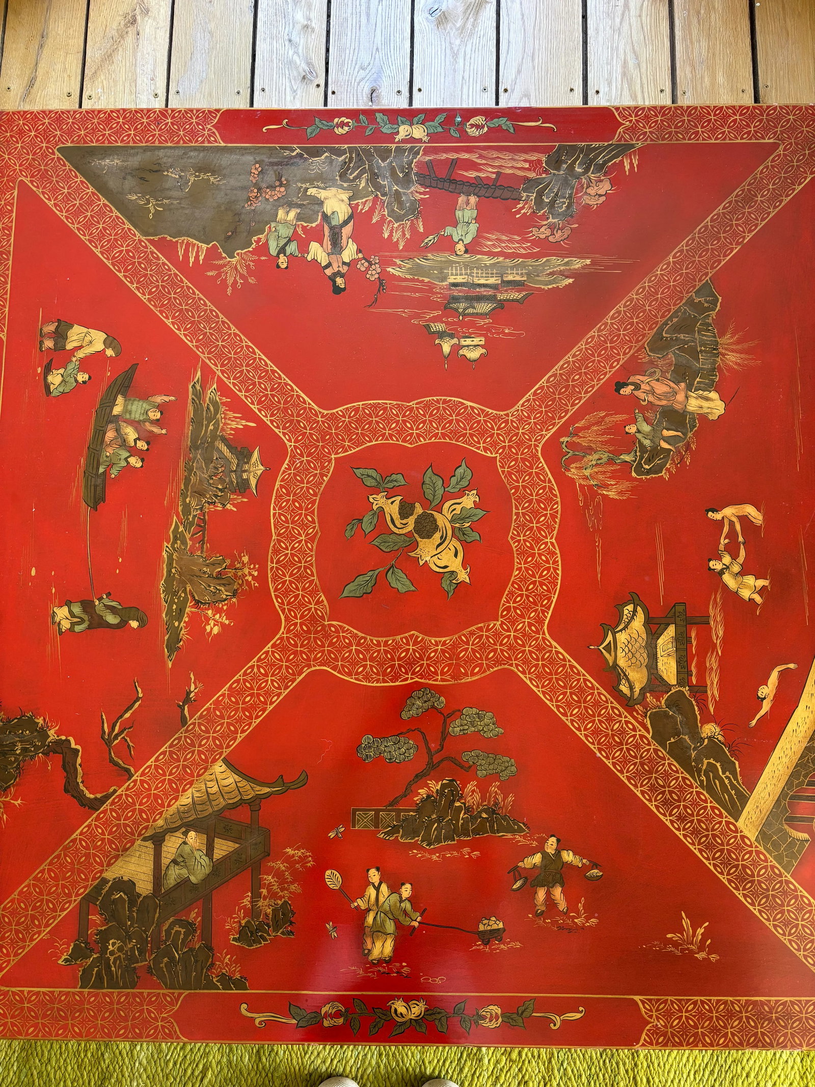Vintage Chinoiserie Red Coffee Table - 5